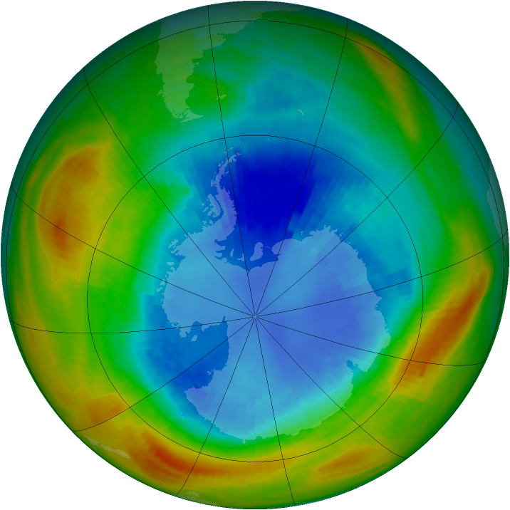 Antarctic ozone map for 02 September 1986